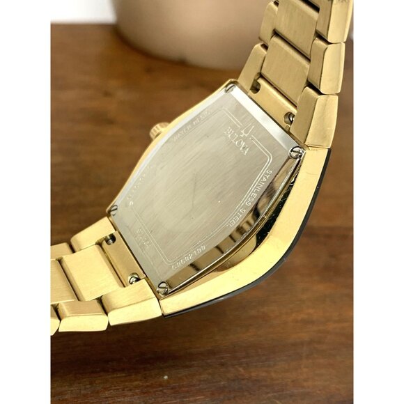 Bulova Women's Watch 97L164 Quartz Black Dial Gold Tone Stainless Steel 30mm - Picture 6 of 13